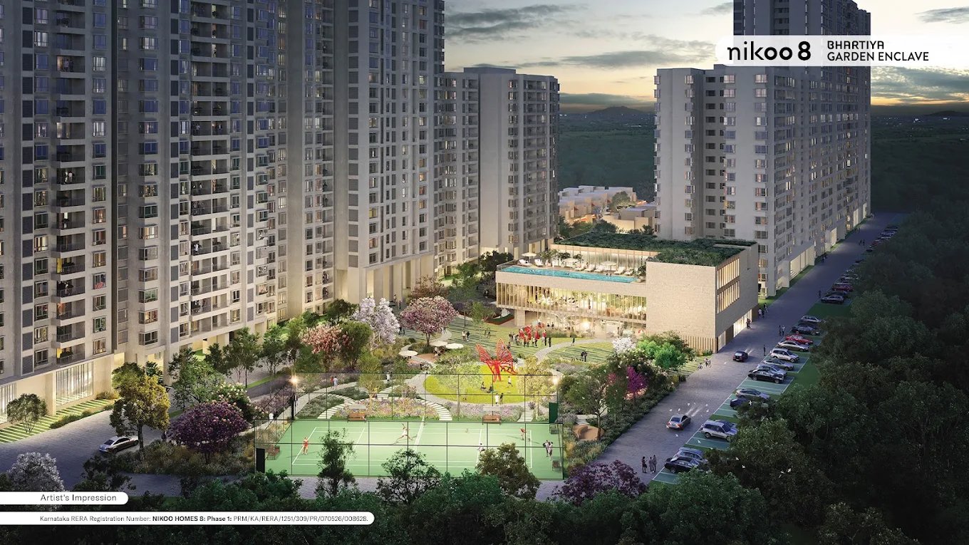 Building Exterior - Buy East Facing 3 BHK Flat in Nikoo Homes 8 Thanisandra Main Road Bangalore Near Manyata Tech Park