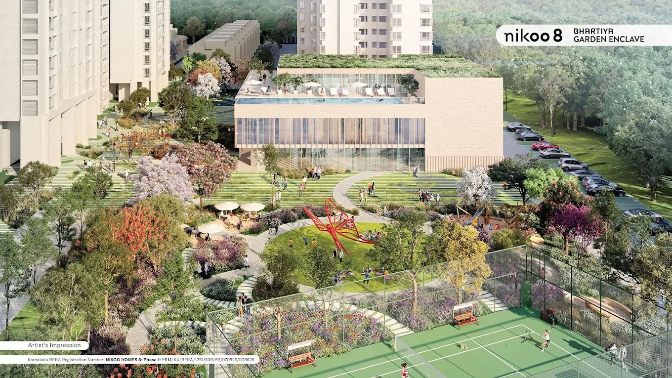 Building Exterior - Buy East Facing 3 BHK Flat in Nikoo Homes 8 Thanisandra Main Road Bangalore Near Manyata Tech Park